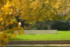 AU Sign on Ward Circle in Fall